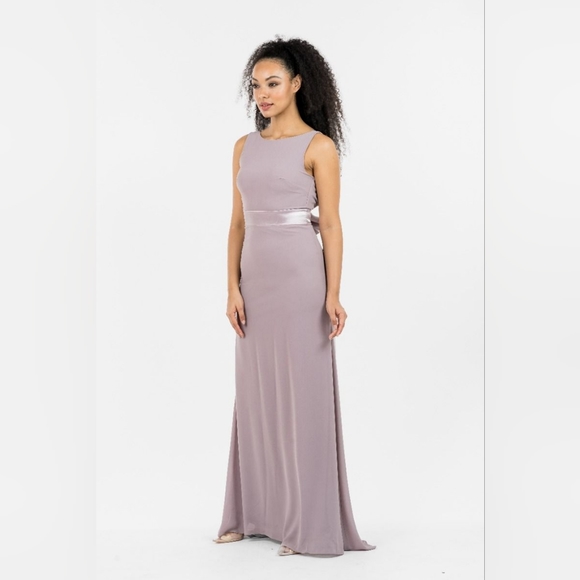 NEW TFNC Bow Back Dress in lavender gray - Picture 7 of 8